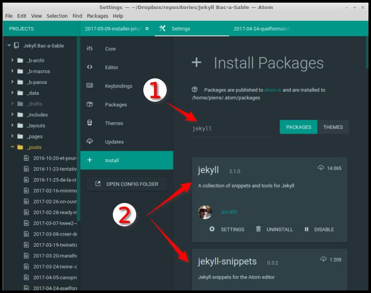 Figure 4 : Installer des Packages dans Atom.