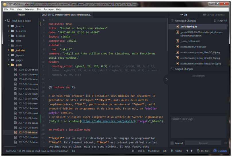 Figure 5 : Ce billet dans Atom 1.18 beta.