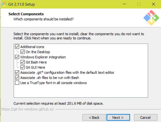 Figure 3 : Git pour Windows - Options.